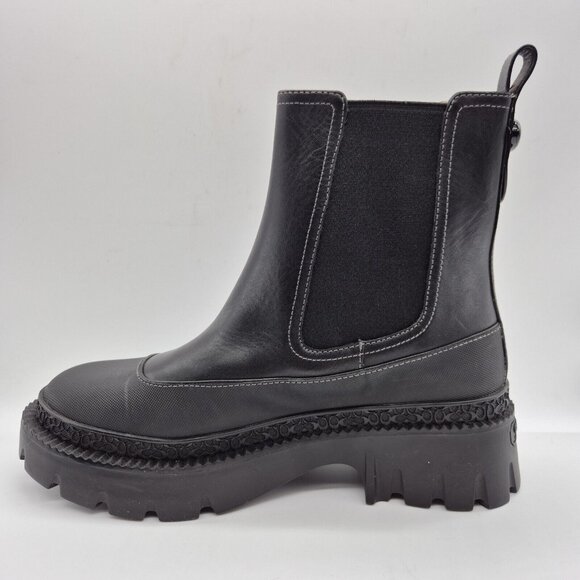 Coach Women's Bootie Jayla Leather Bootie Women's Size 7.5 B Black Chunky (738) - Picture 6 of 12